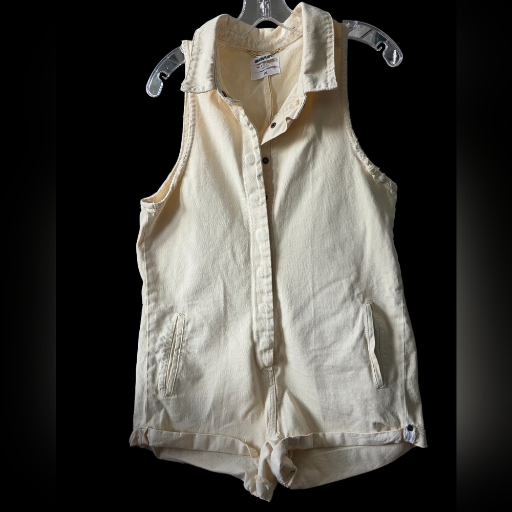 One Teaspoon Mini Braxton Cream Distressed Short Romper Size Small